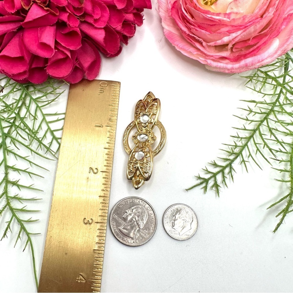 VINTAGE⚜️Golden Lace Glass Cabochon Brooch - Picture 5 of 5